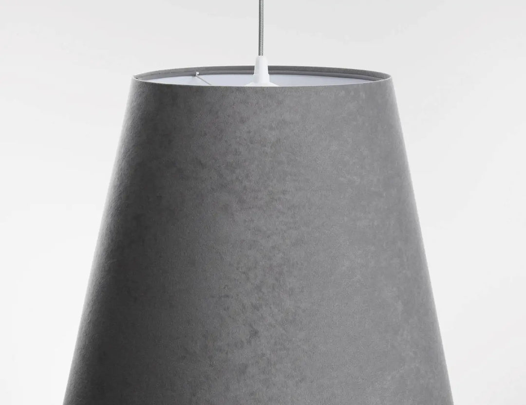 Suspension abat doplo avec abat-jour gris conique design matte et surface subtilement texturée