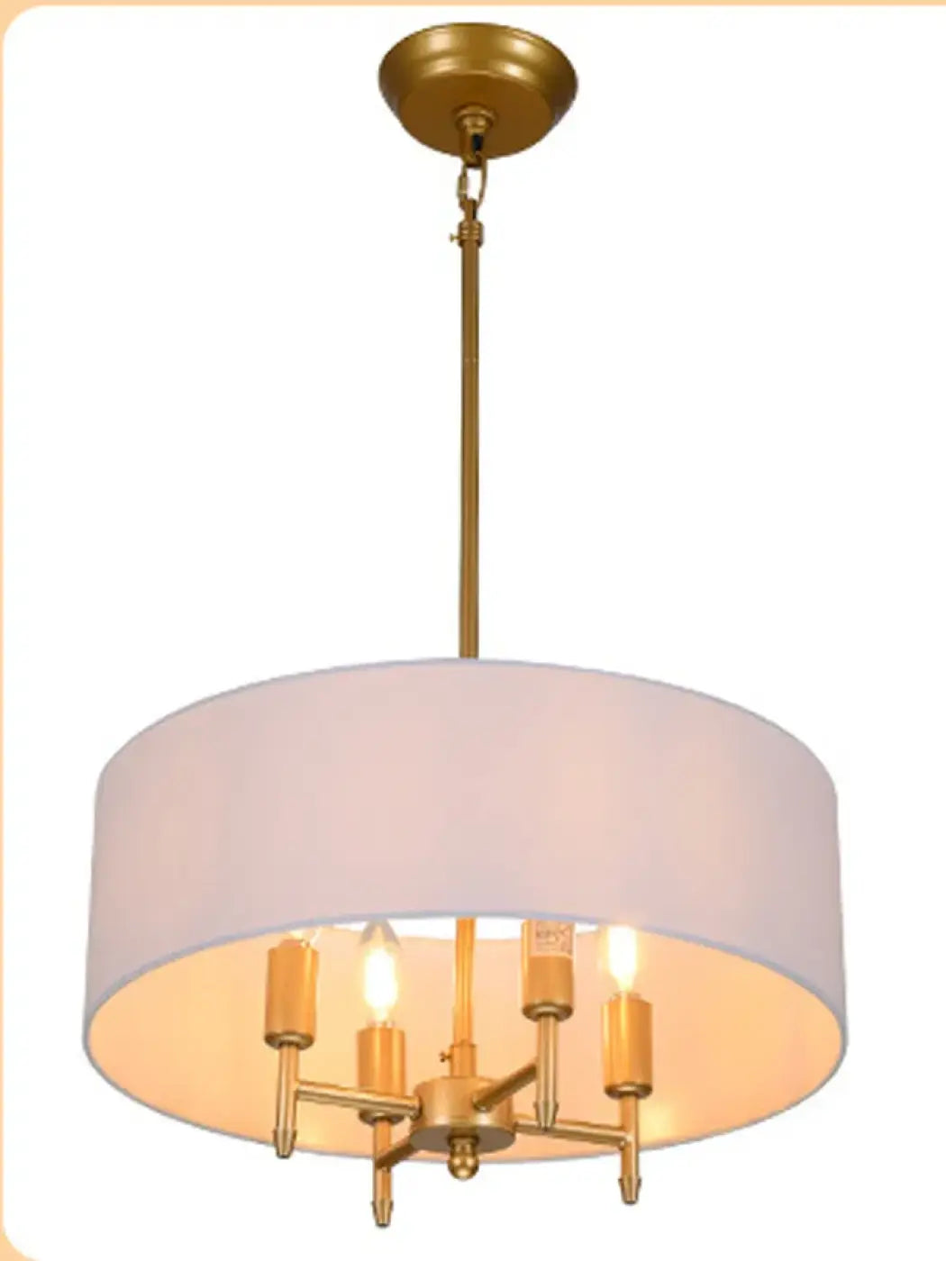 Suspension Abat Jour Tissu Moderne Rond Blanc Noir Doré Élégant