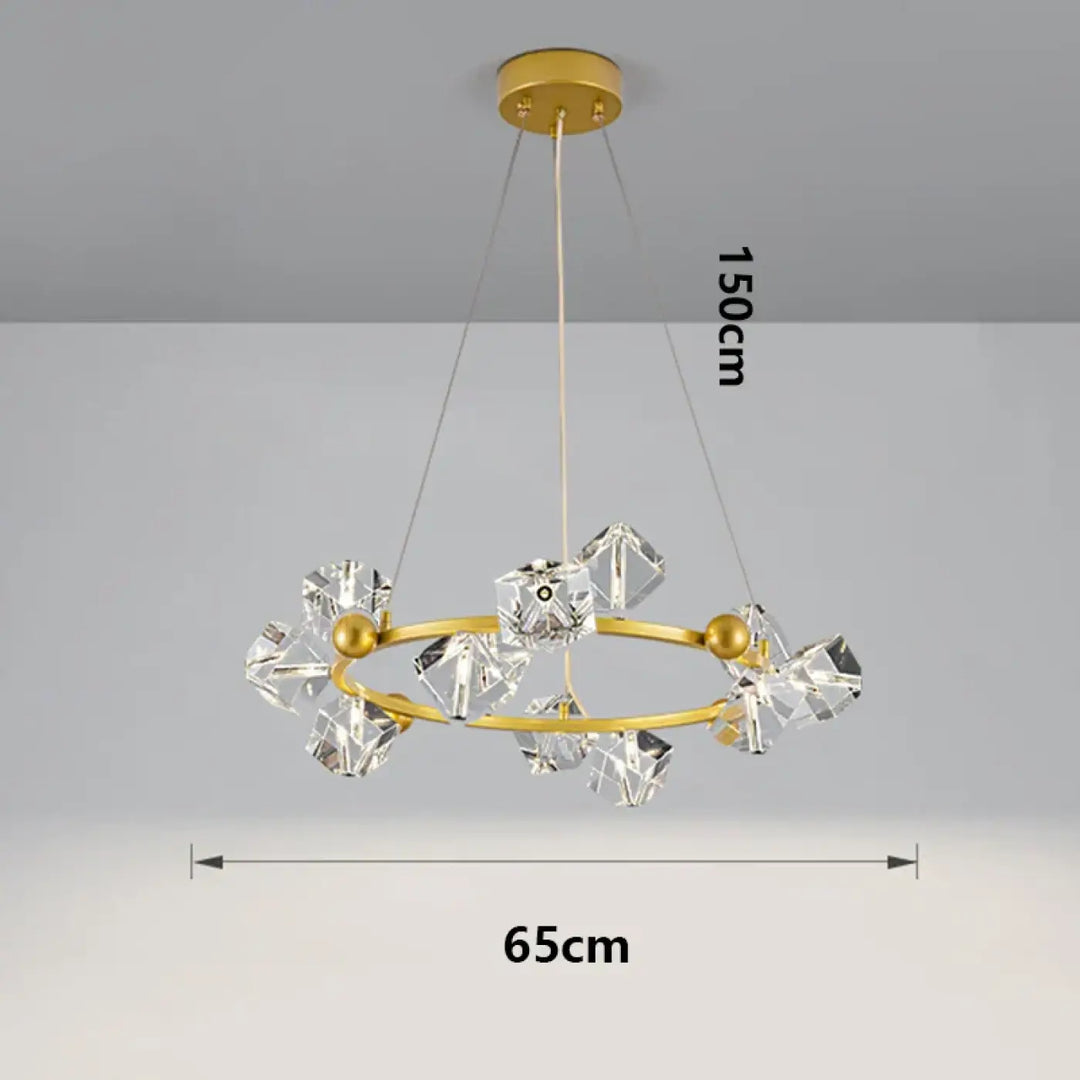 Suspension anneau cristal luxueux pour salon moderne