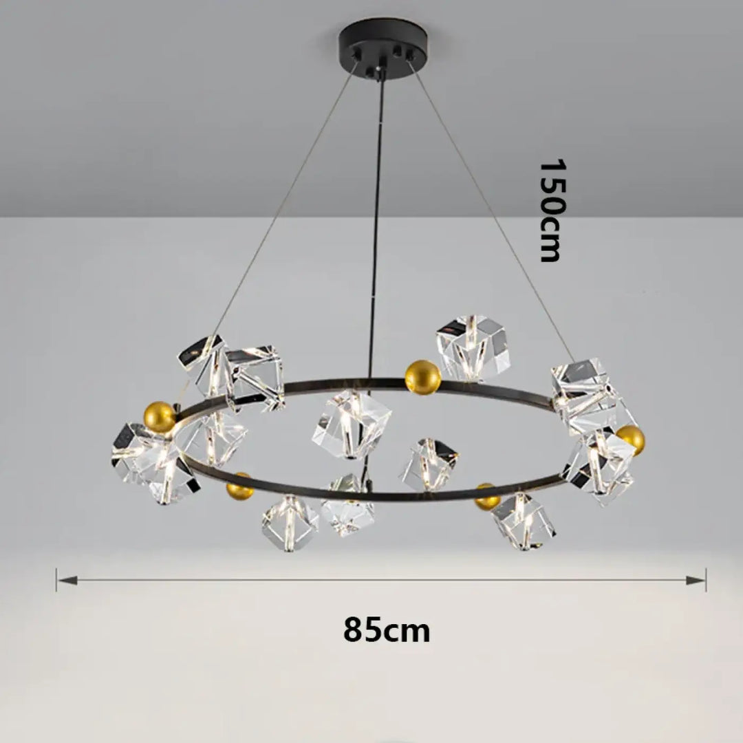 Suspension anneau cristal luxueux pour salon moderne