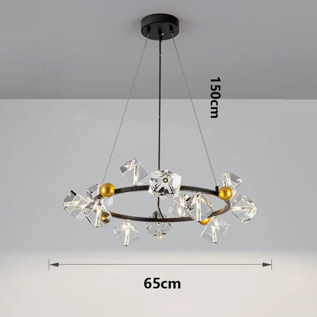 Suspension anneau cristal luxueux pour salon moderne