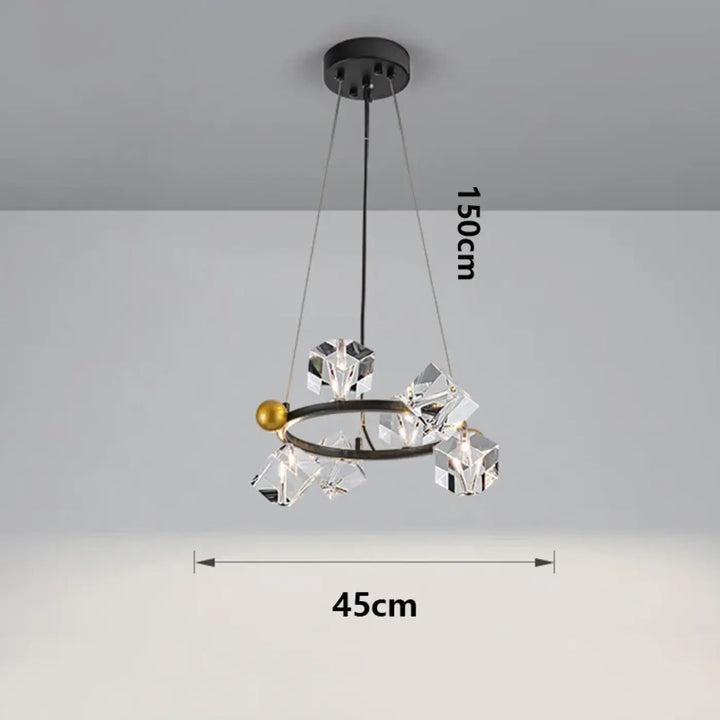 Suspension anneau cristal luxueux pour salon moderne
