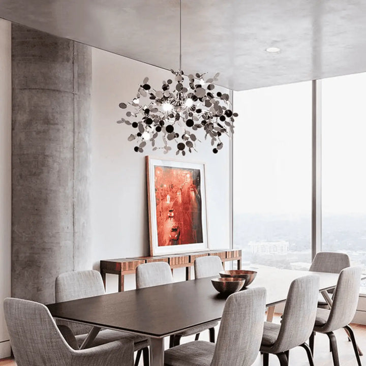 Suspension Argenté Aluminium Design Sculptural Raffiné