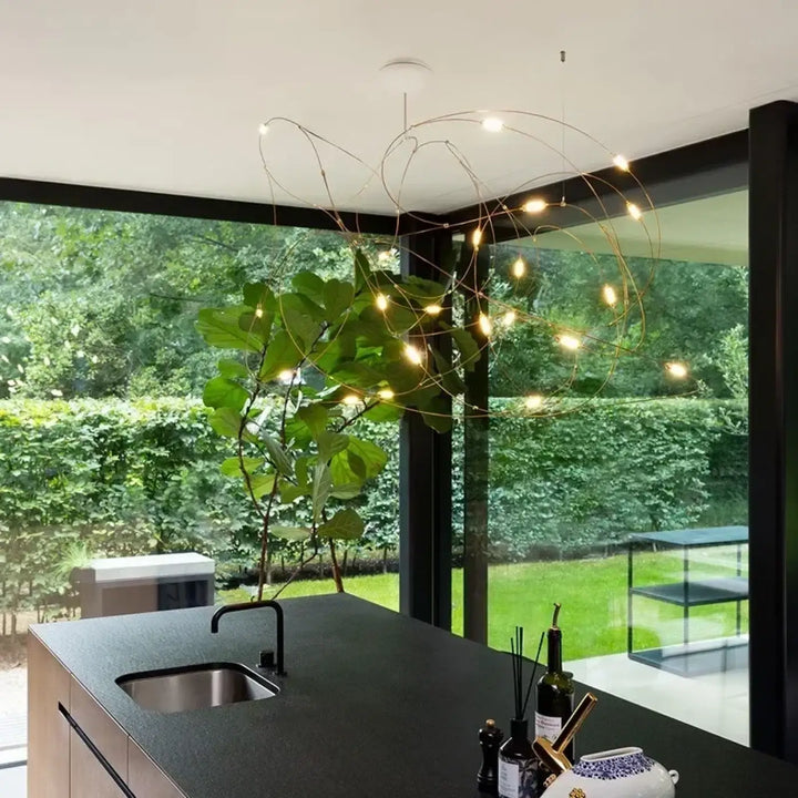 Suspension artistique led filaments lumineux design élégant