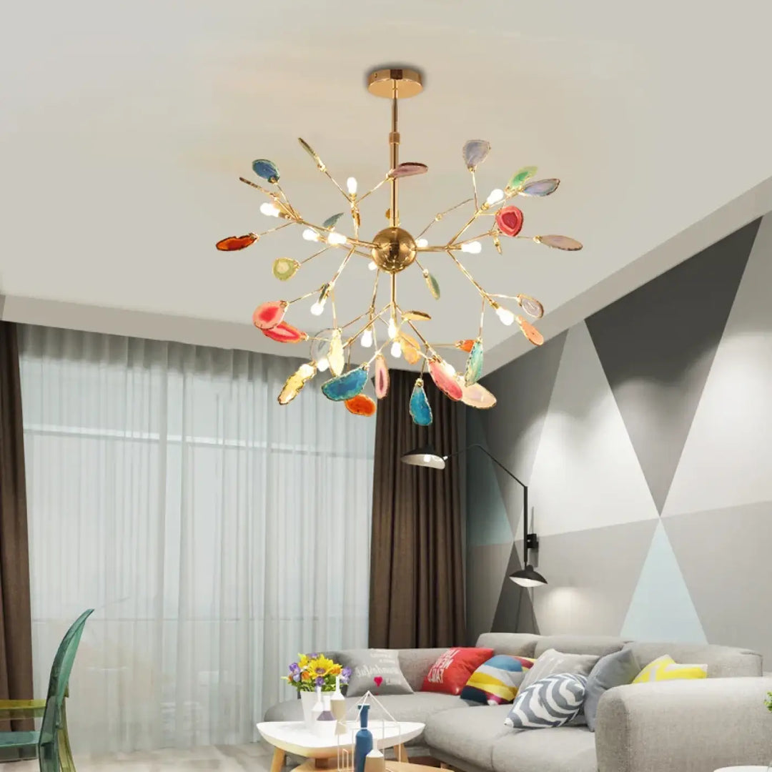 Suspension en verre style moderne doré multicolor chic