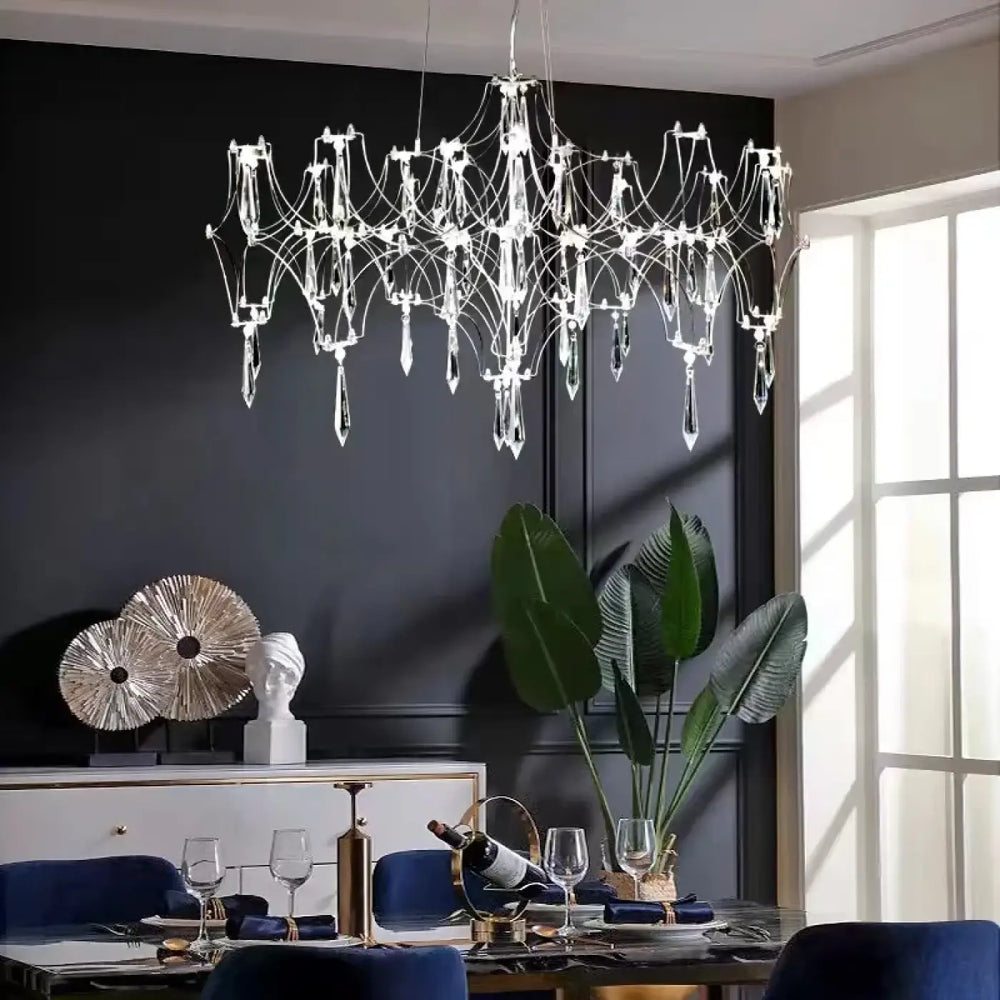 Starry Crystal Chandelier Living Room Light Luxury Modern Hotel Villa Duplex Bedroom Restaurant Fireflies Ceiling
