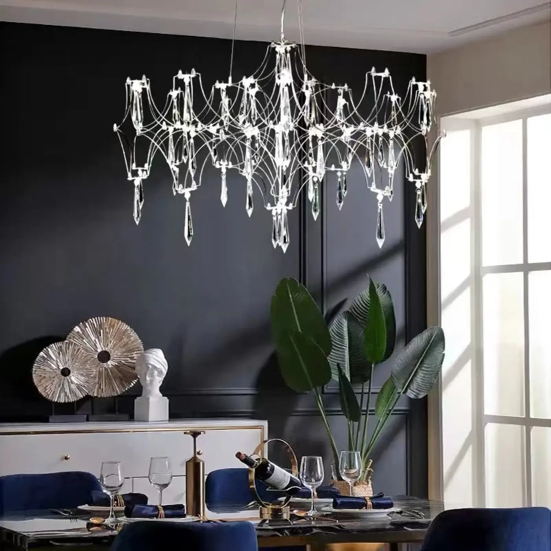 Starry Crystal Chandelier Living Room Light Luxury Modern Hotel Villa Duplex Bedroom Restaurant Fireflies Ceiling