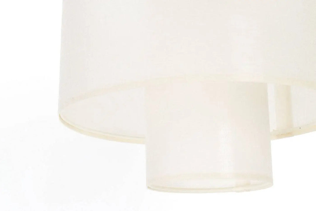 Suspension luminaire twin blanche crème avec abat-jour cylindrique translucide blanc crème lisse et légèrement incurvé