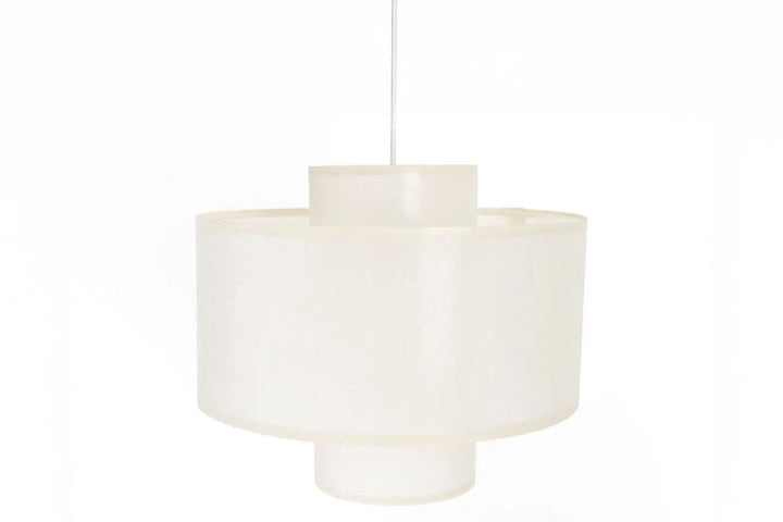 Suspension blanche crème cylindrique avec design en couches translucide pour éclairage intérieur moderne
