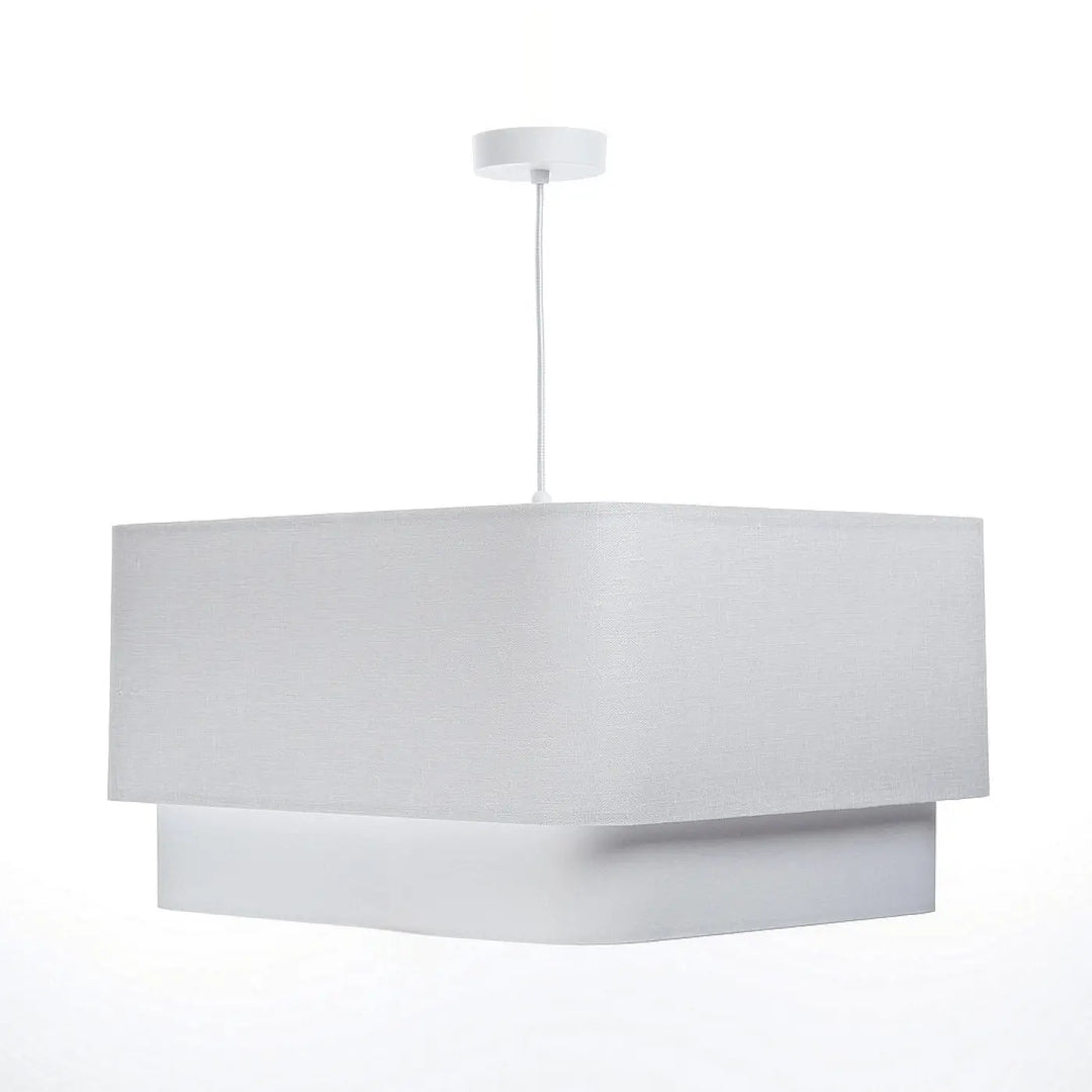 Suspension lumineuse kwadro duo blanche design moderne avec abat-jour en tissu rectangulaire minimaliste