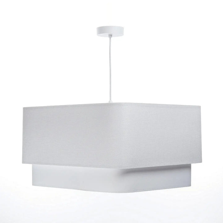 Suspension lumineuse kwadro duo blanche design moderne avec abat-jour en tissu rectangulaire minimaliste