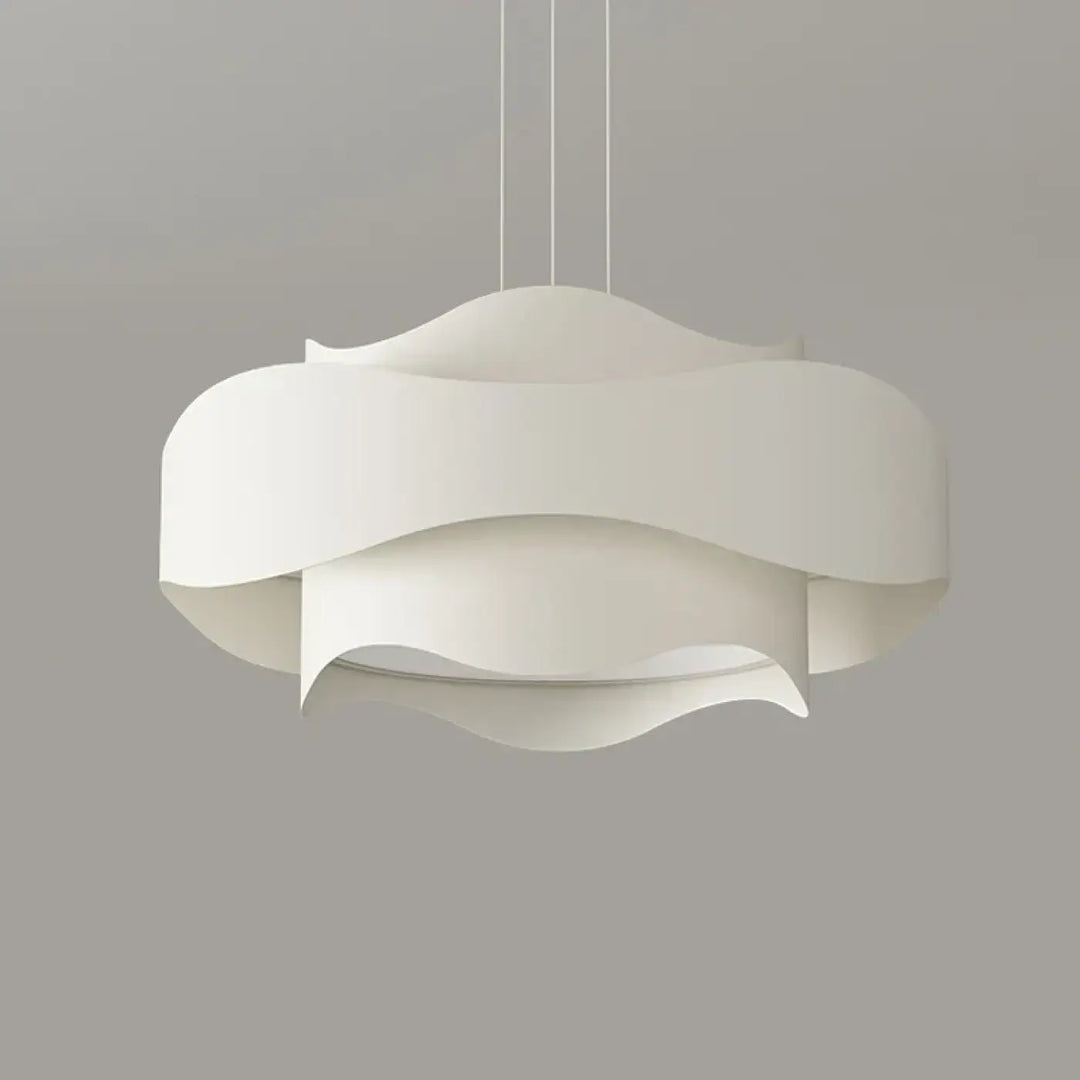 Suspension blanche design sculptural courbes ondulées déco