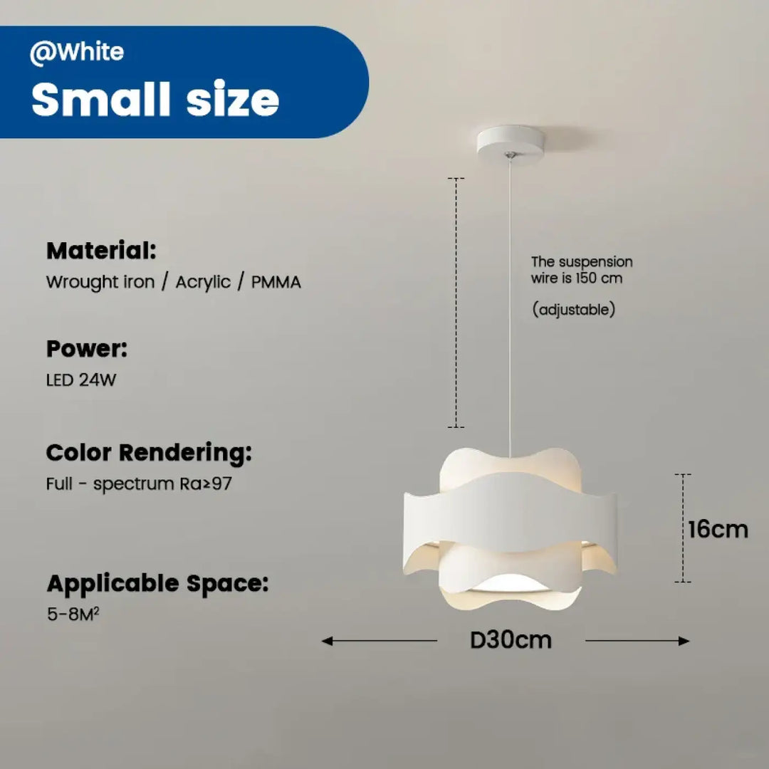 Suspension blanche design sculptural courbes ondulées déco