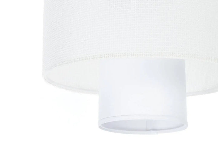 Suspension luminaire blanche double en lin avec abat-jour frangé et petit abat-jour cylindrique imbriqué