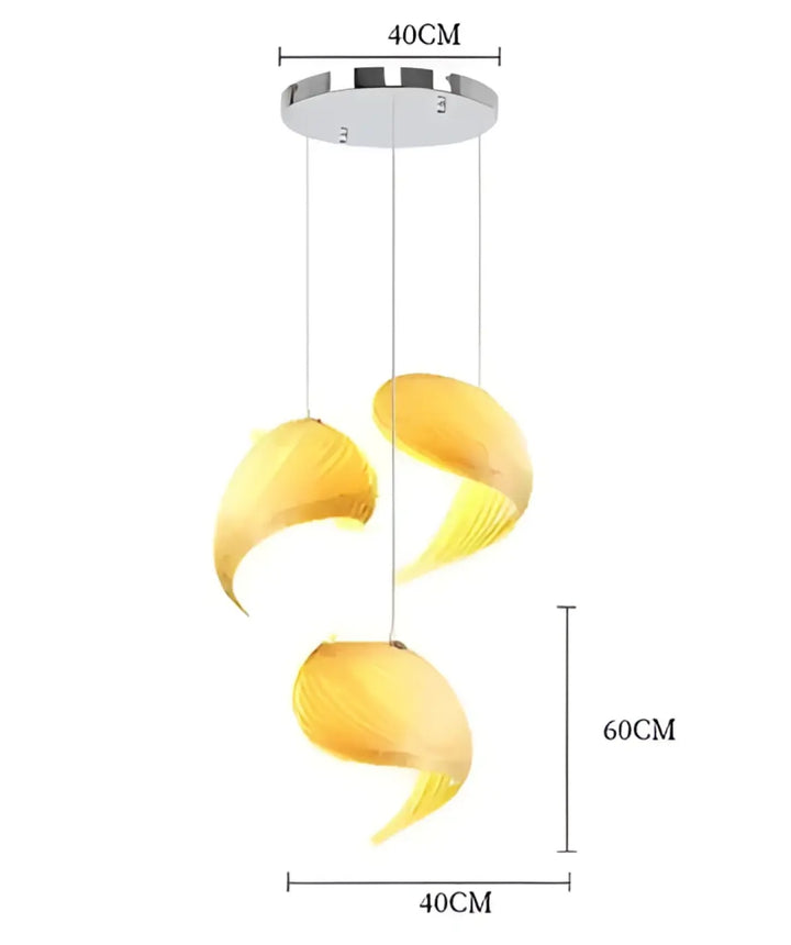Suspension bois sculptural en forme torsadée élégante lumineuse