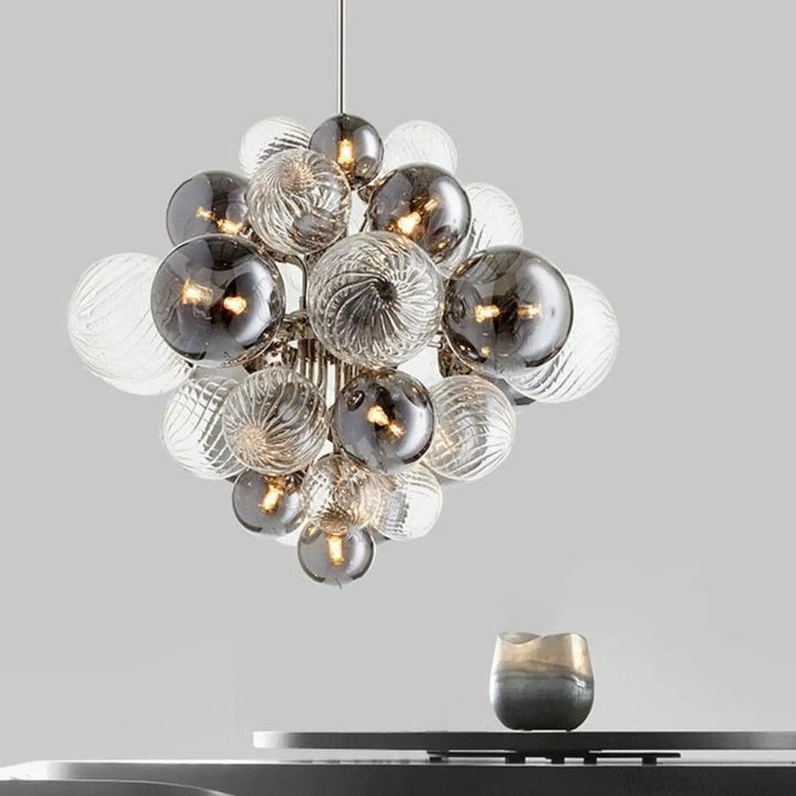 Suspension Boule Noire En Verre Élégant