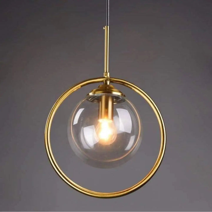 Suspension Boule Verre Fumé Anneau