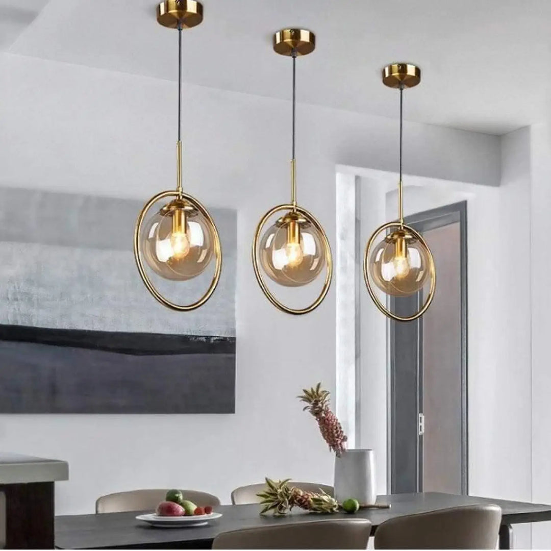 Suspension Boule Verre Fumé Anneau