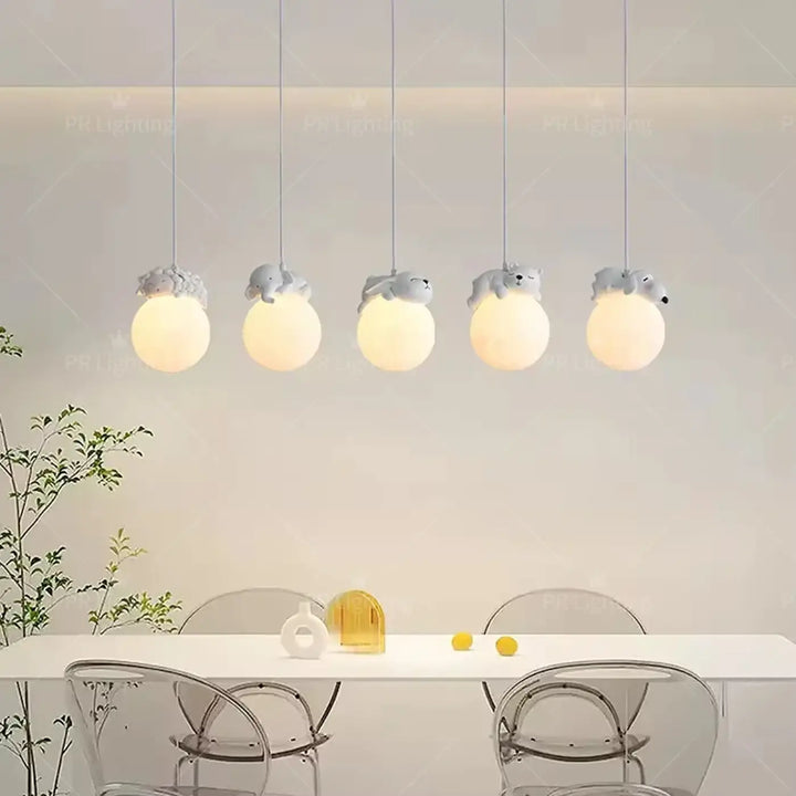 Creative Cartoon Animals LED Hanging Chandelier for Living Room Kid’s Bedroom Bedside Lamps Home-appliance Decor