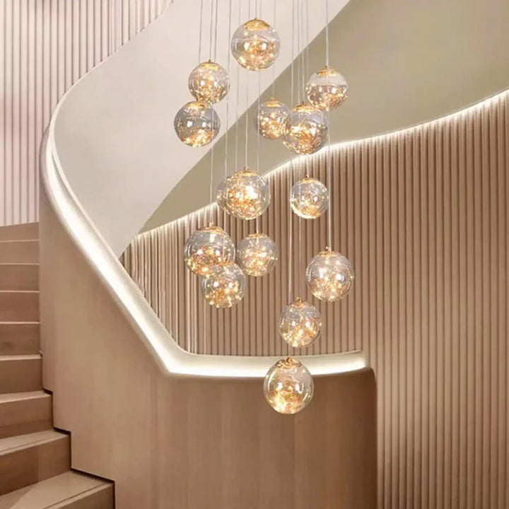 Suspension Cascade Moderne Boules Cristal Ambiance Chic