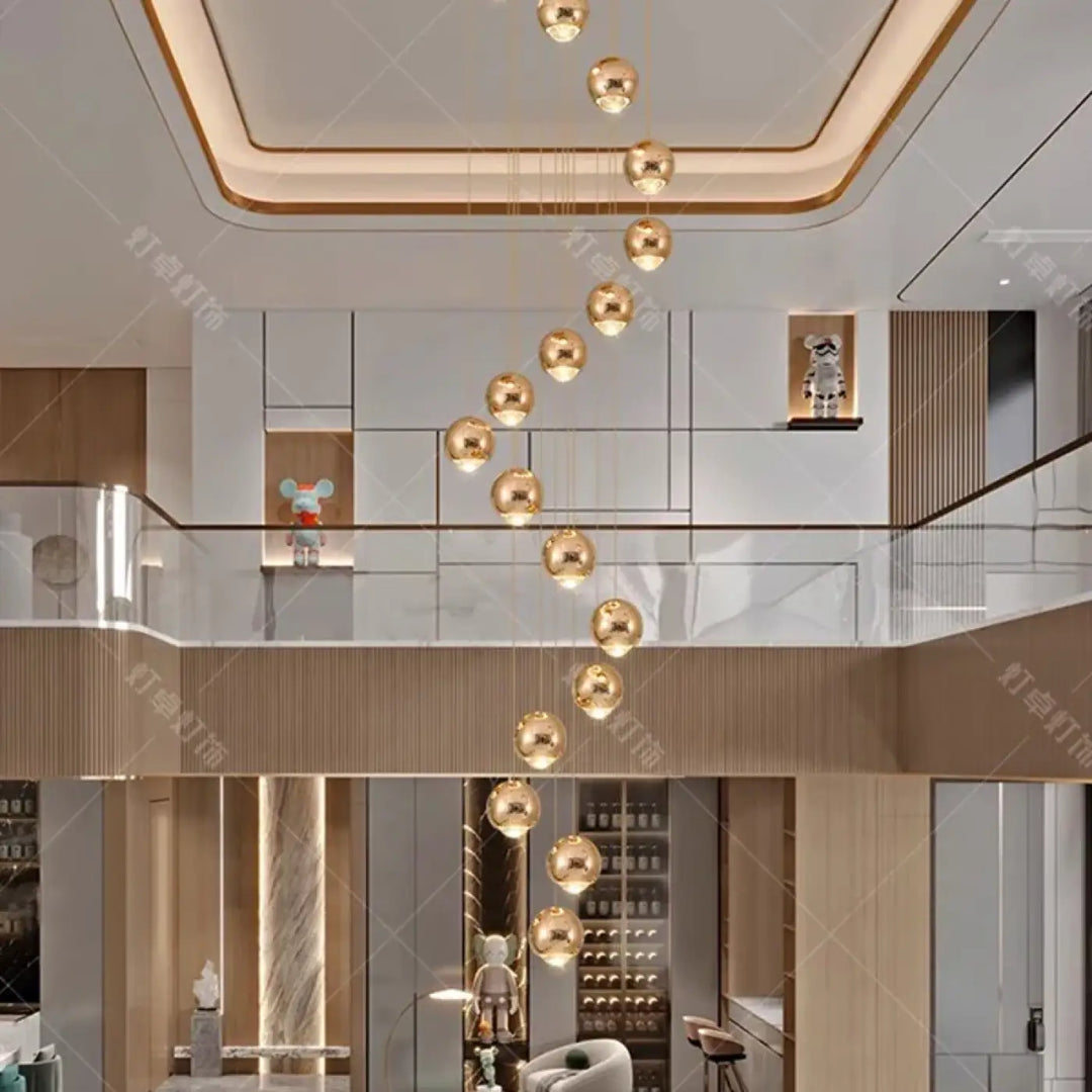 Suspension Cascade Moderne Boules Élégante Design Luxe
