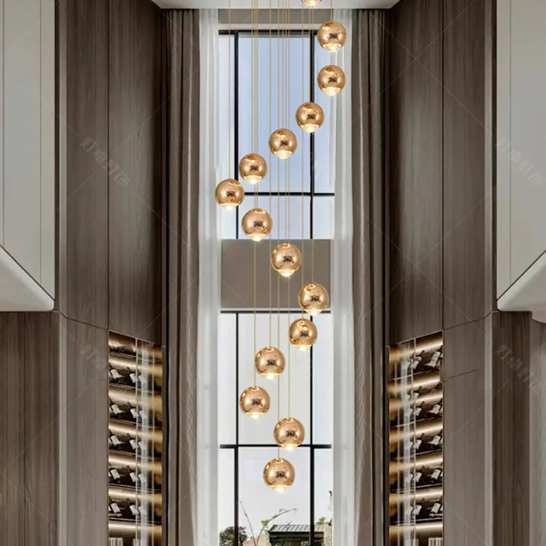 Suspension Cascade Moderne Boules Élégante Design Luxe