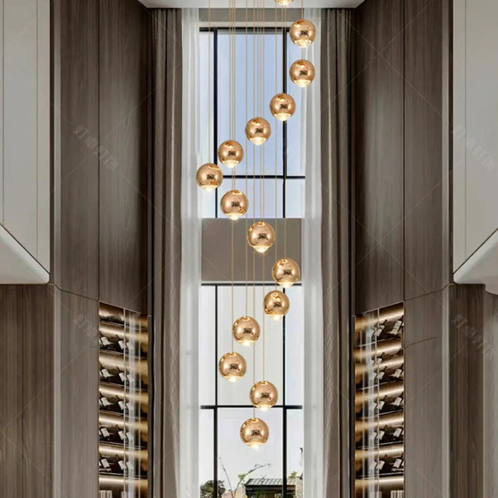 Suspension Cascade Moderne Boules Élégante Design Luxe