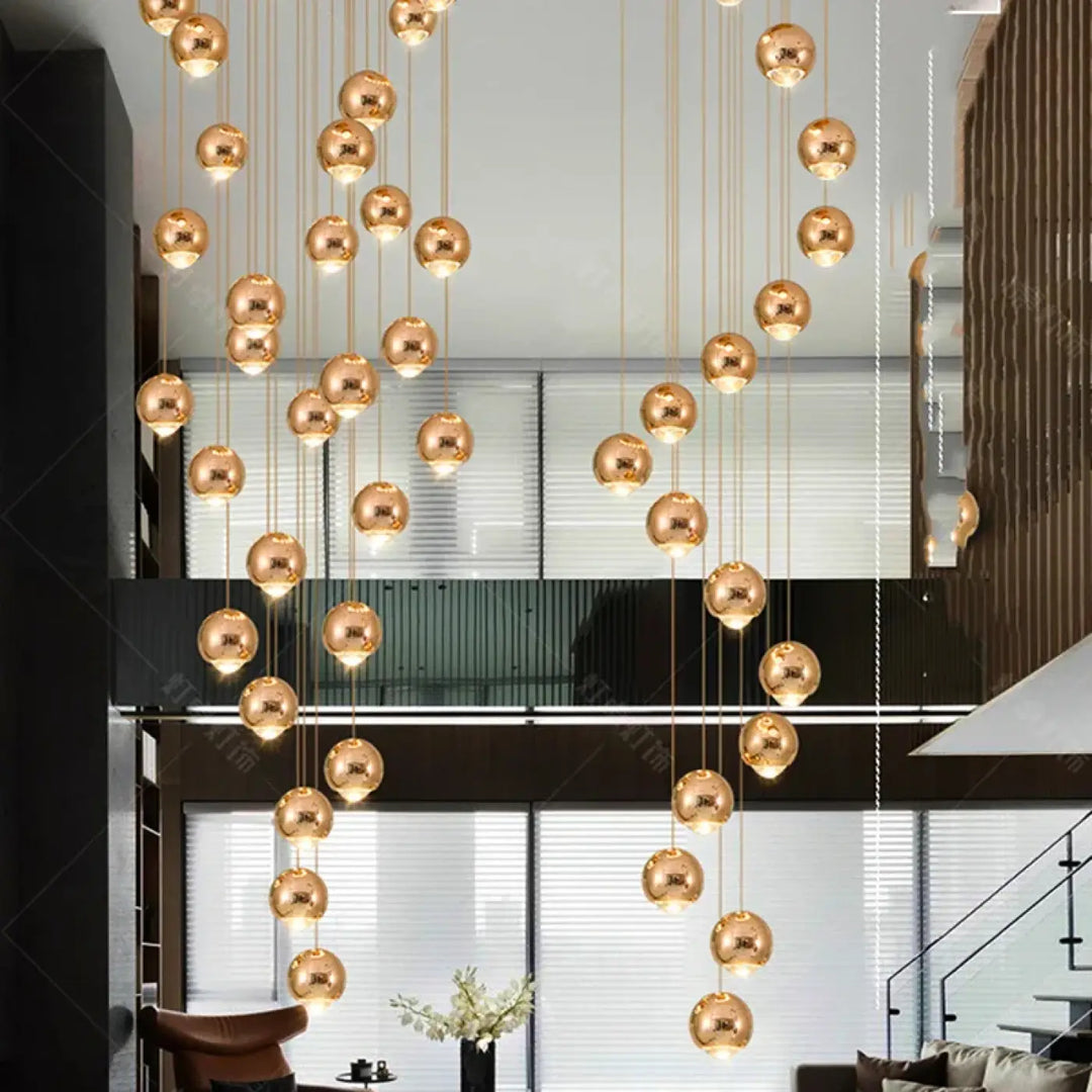Suspension Cascade Moderne Boules Élégante Design Luxe