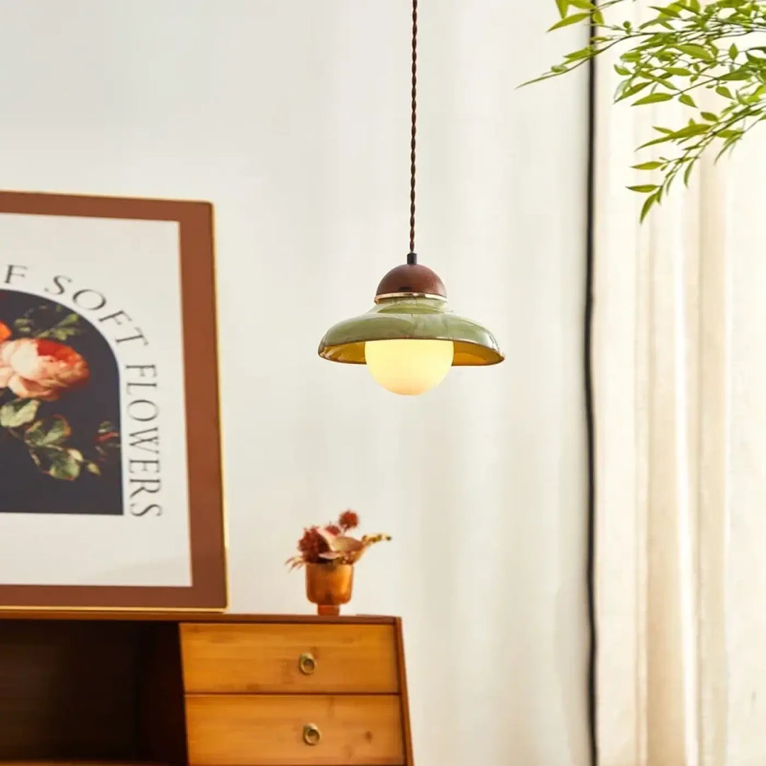 Suspension céramique style vintage naturel vert design