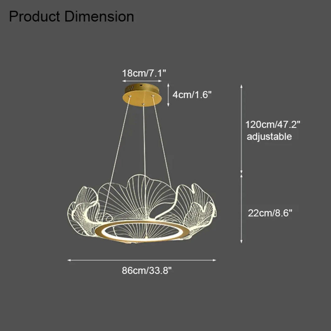 Suspension cercle avec feuilles sculptées style doré élégant