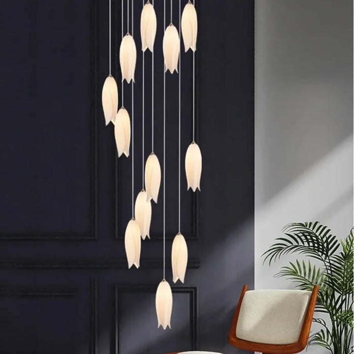 Suspension contemporaine en céramique blanc ambiance chic