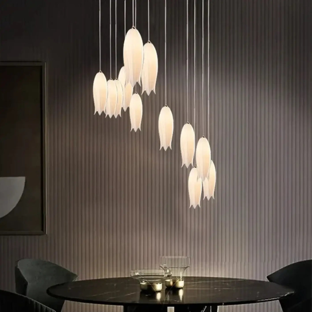 Suspension contemporaine en céramique blanc ambiance chic