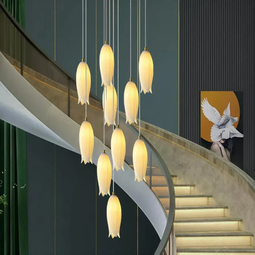 Suspension contemporaine en céramique blanc ambiance chic