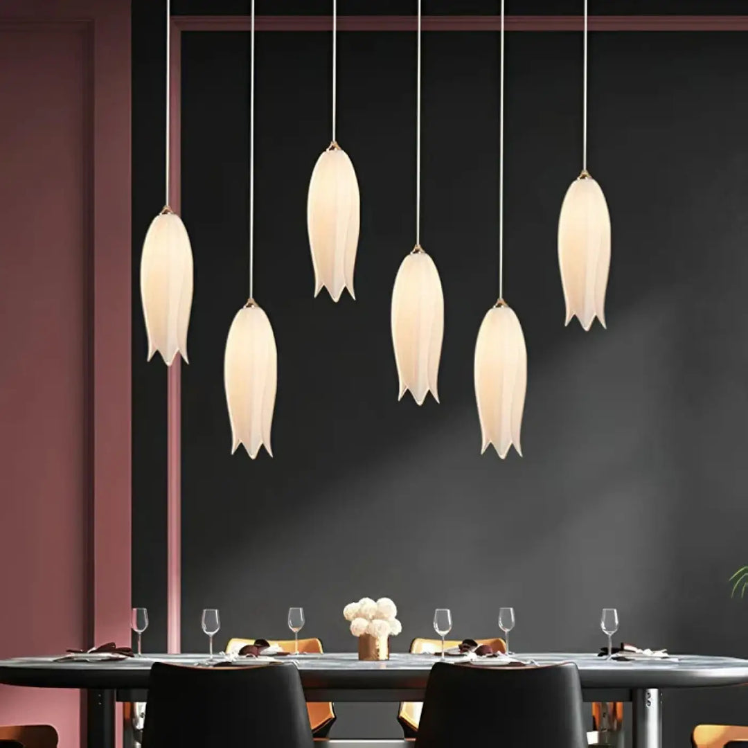 Suspension contemporaine en céramique blanc ambiance chic