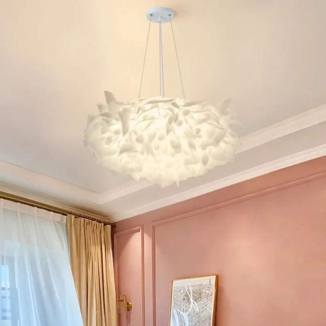 Suspension contemporaine blanche design aérien moderne