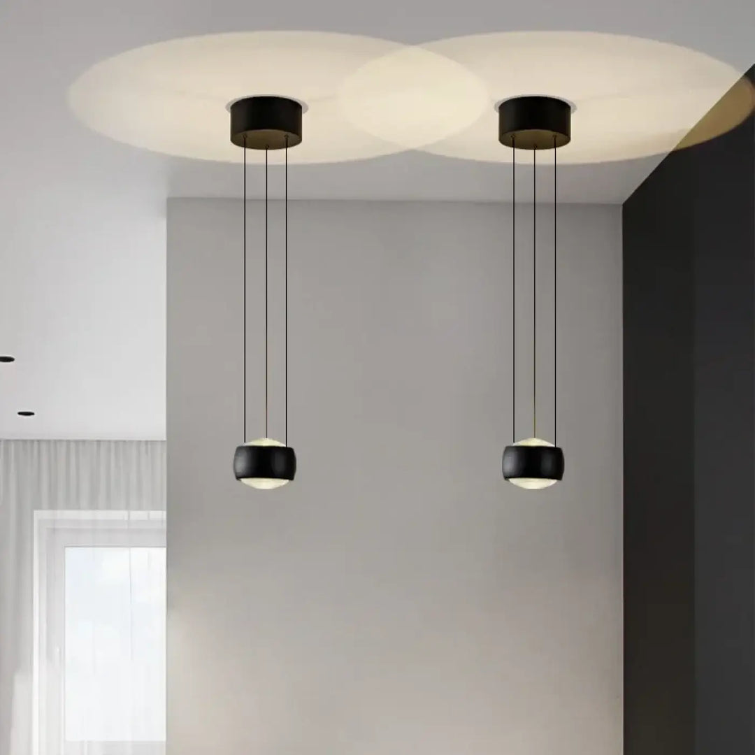 Suspension contemporaine dorée à lignes lumineuses fines moderne