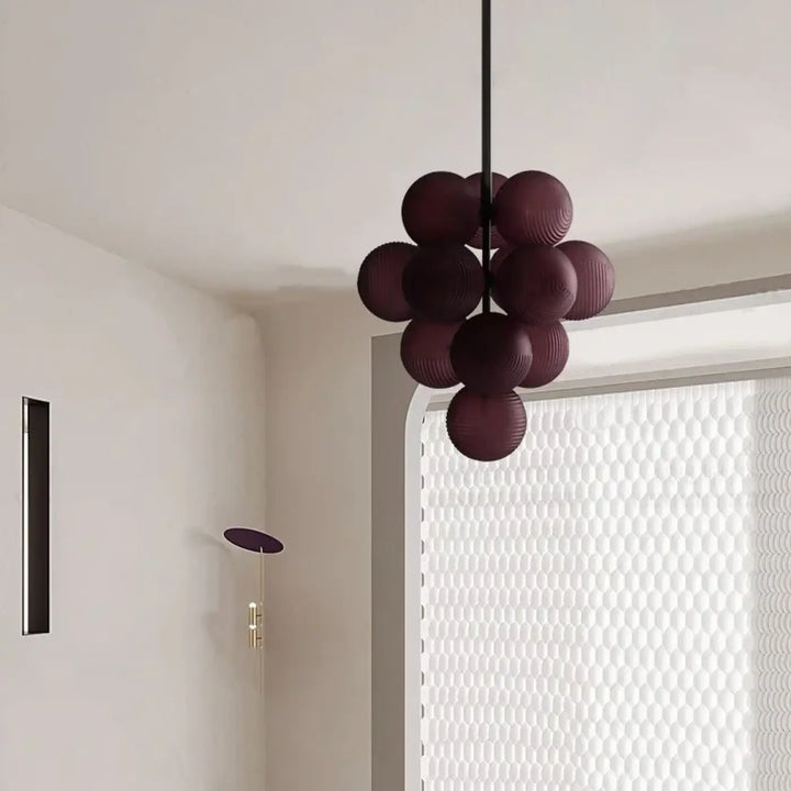 Suspension contemporaine grappe de boules en verre