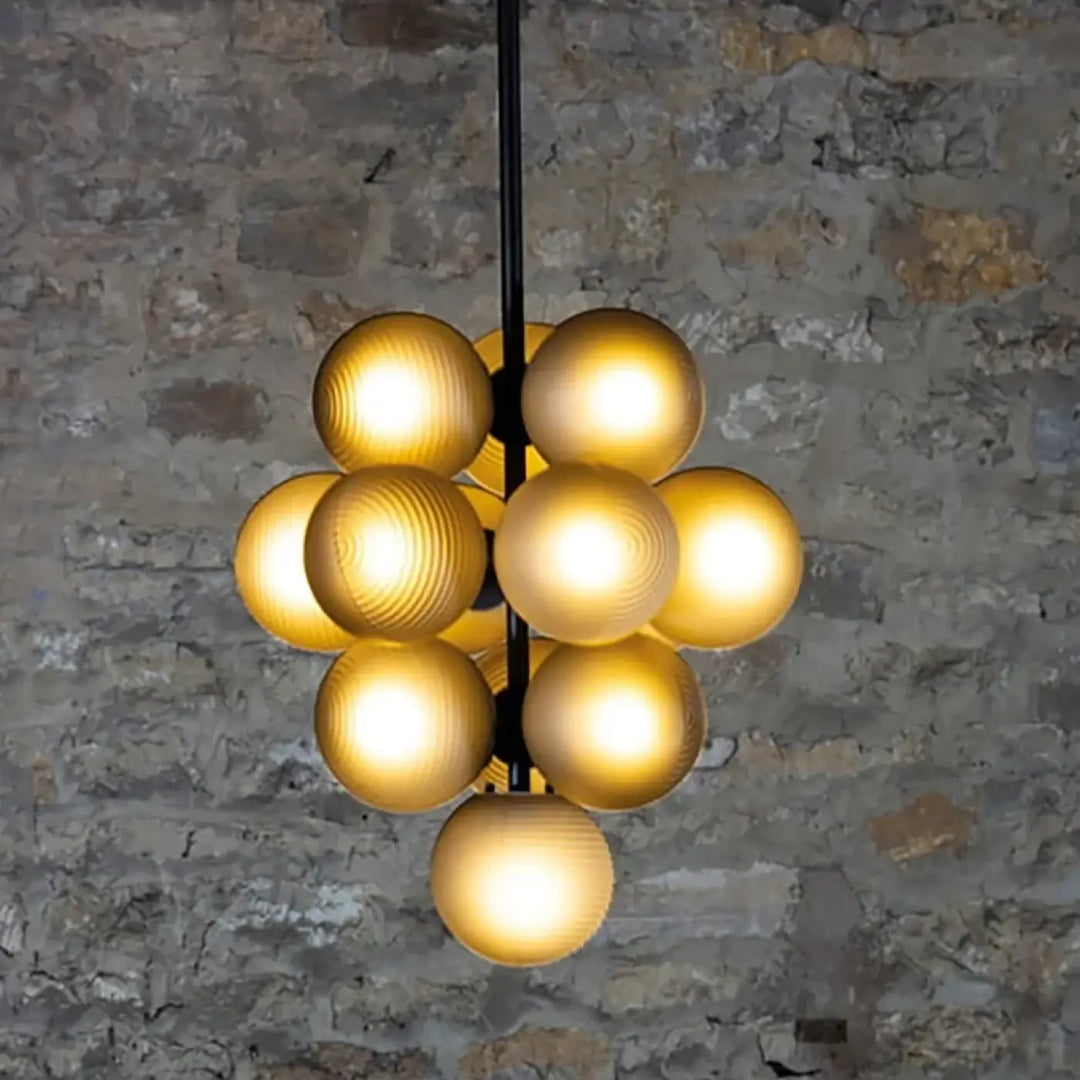 Suspension contemporaine grappe de boules en verre