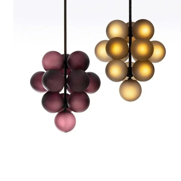 Suspension contemporaine grappe de boules en verre