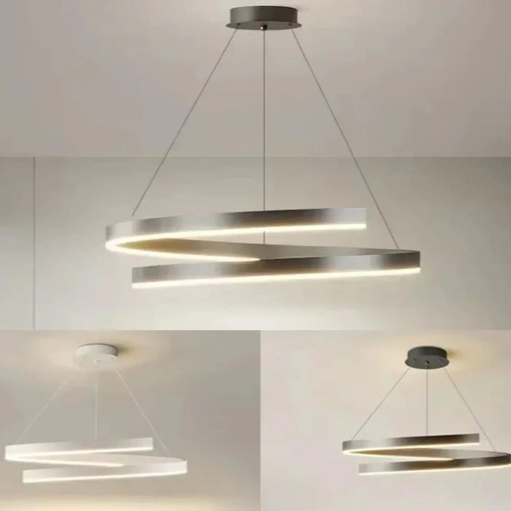 Suspension Contemporaine LED Anneaux Lumineux Élégants

