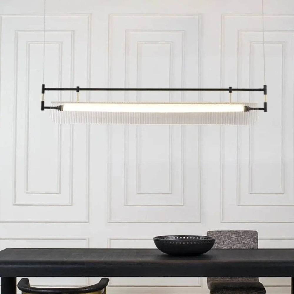 Suspension luminaire flotys en métal noir avec diffuseur en verre dépoli style aérien suspension contemporaine tube lumineux