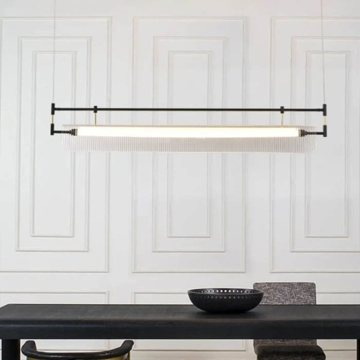Suspension luminaire flotys en métal noir avec diffuseur en verre dépoli style aérien suspension contemporaine tube lumineux