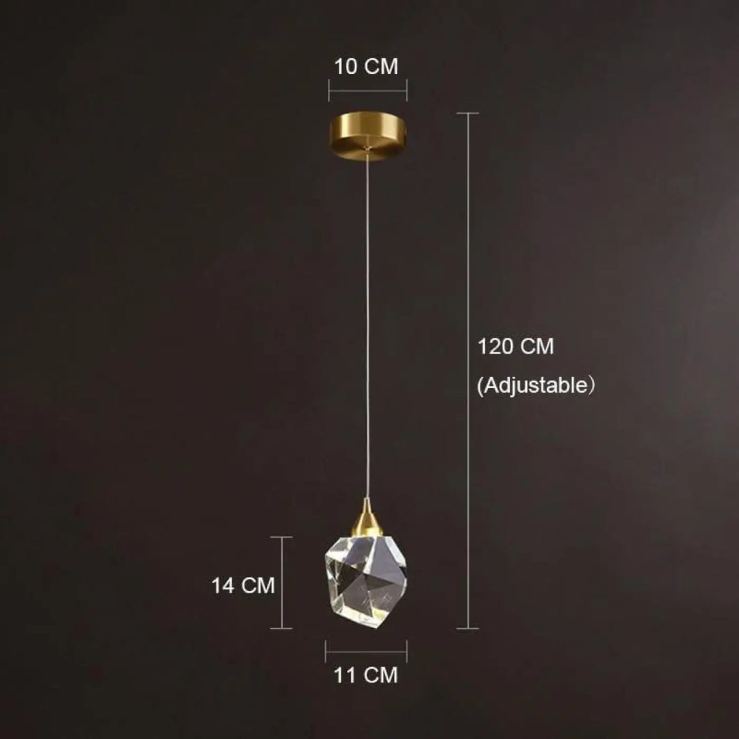 Suspension Cristal Moderne Forme Diamant Doré
