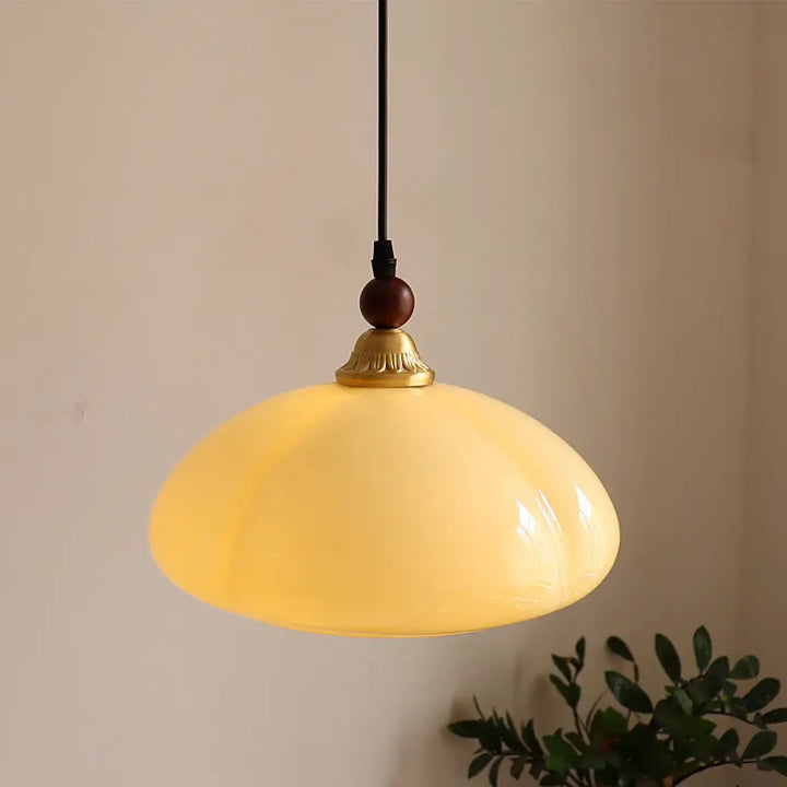 Suspension cuivre et verre ambré style contemporain raffiné