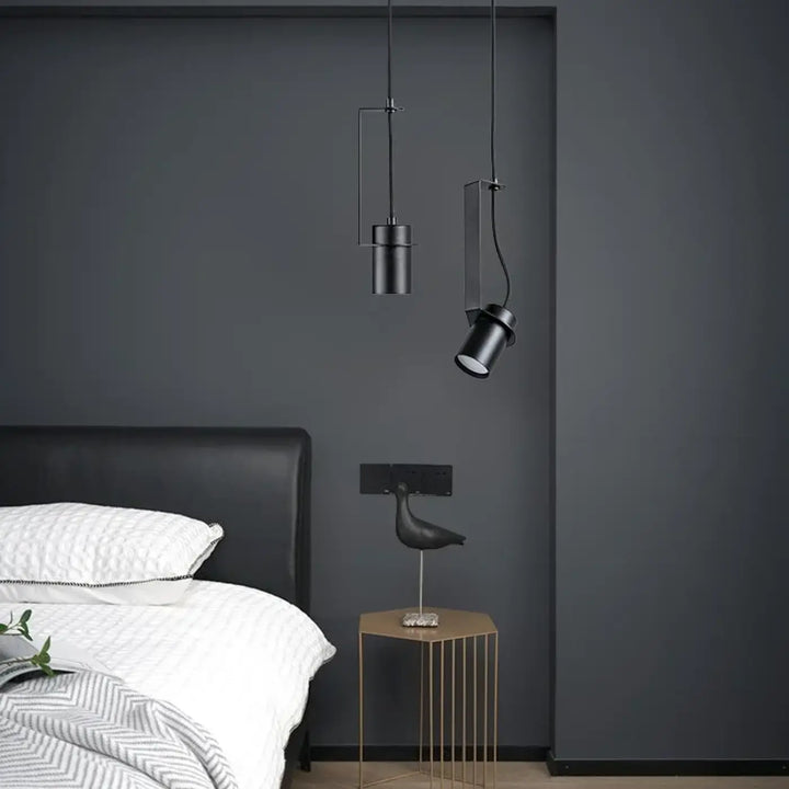 Suspension cylindrique noire minimaliste moderne chic