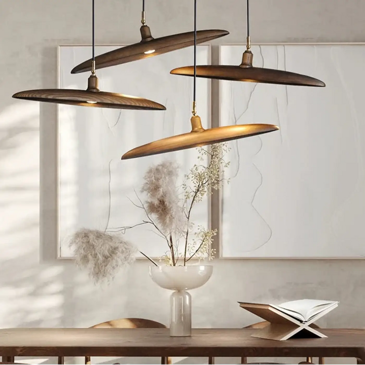 Suspension décorative en bois style zen contemporain design