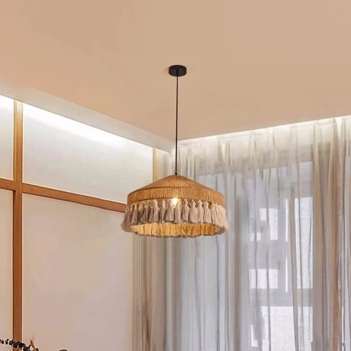 Suspension en corde style bohème moderne beige chic