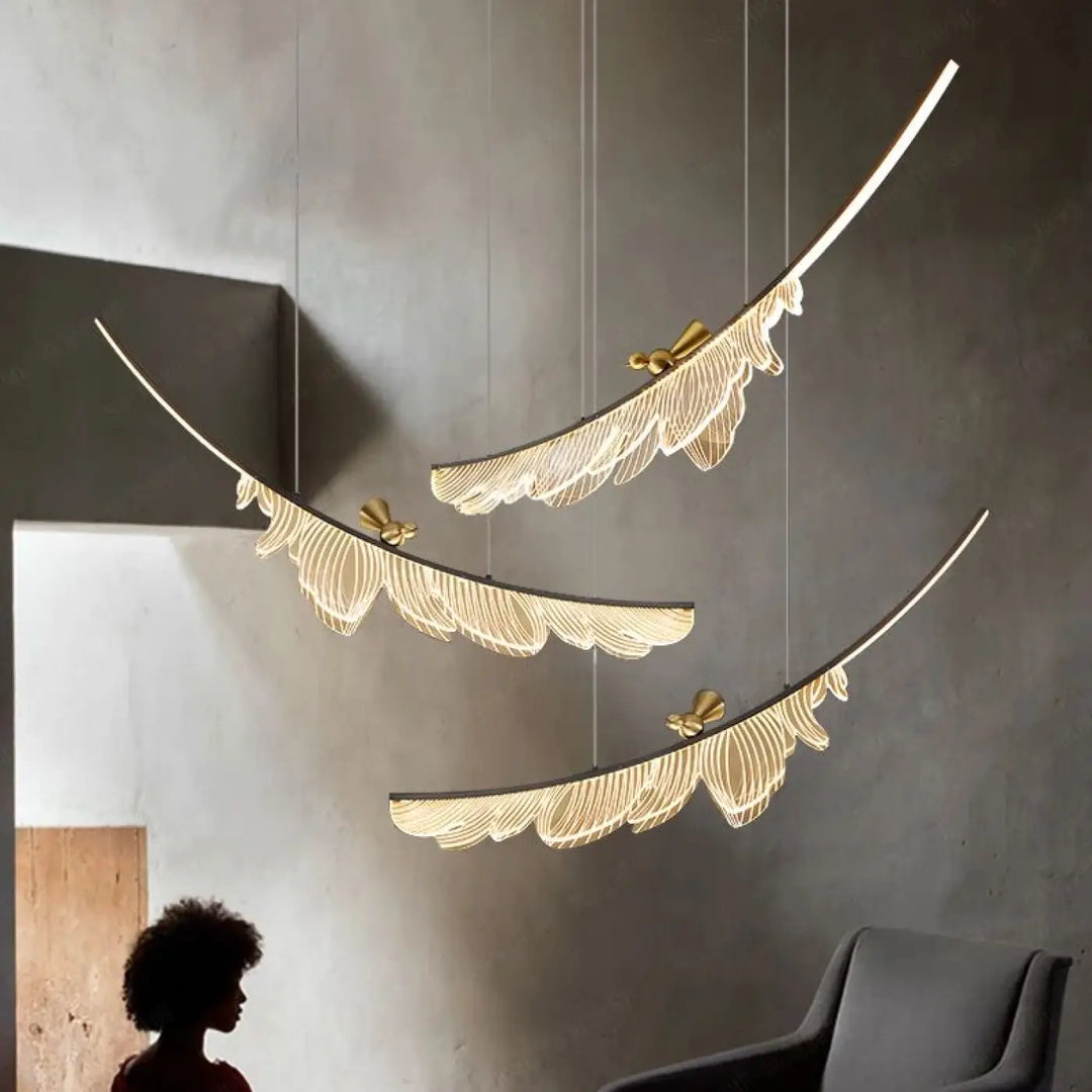 Suspension décorative plume moderne haut de gamme