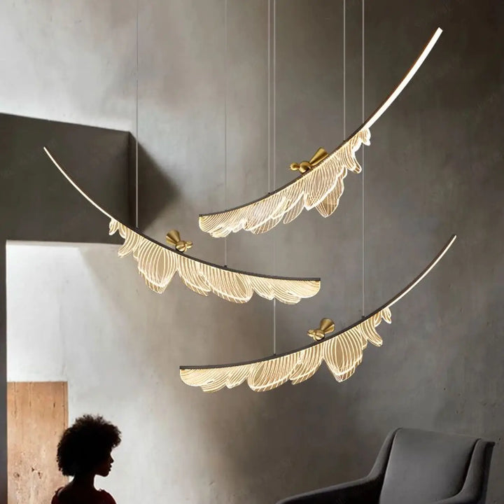 Suspension décorative plume moderne haut de gamme
