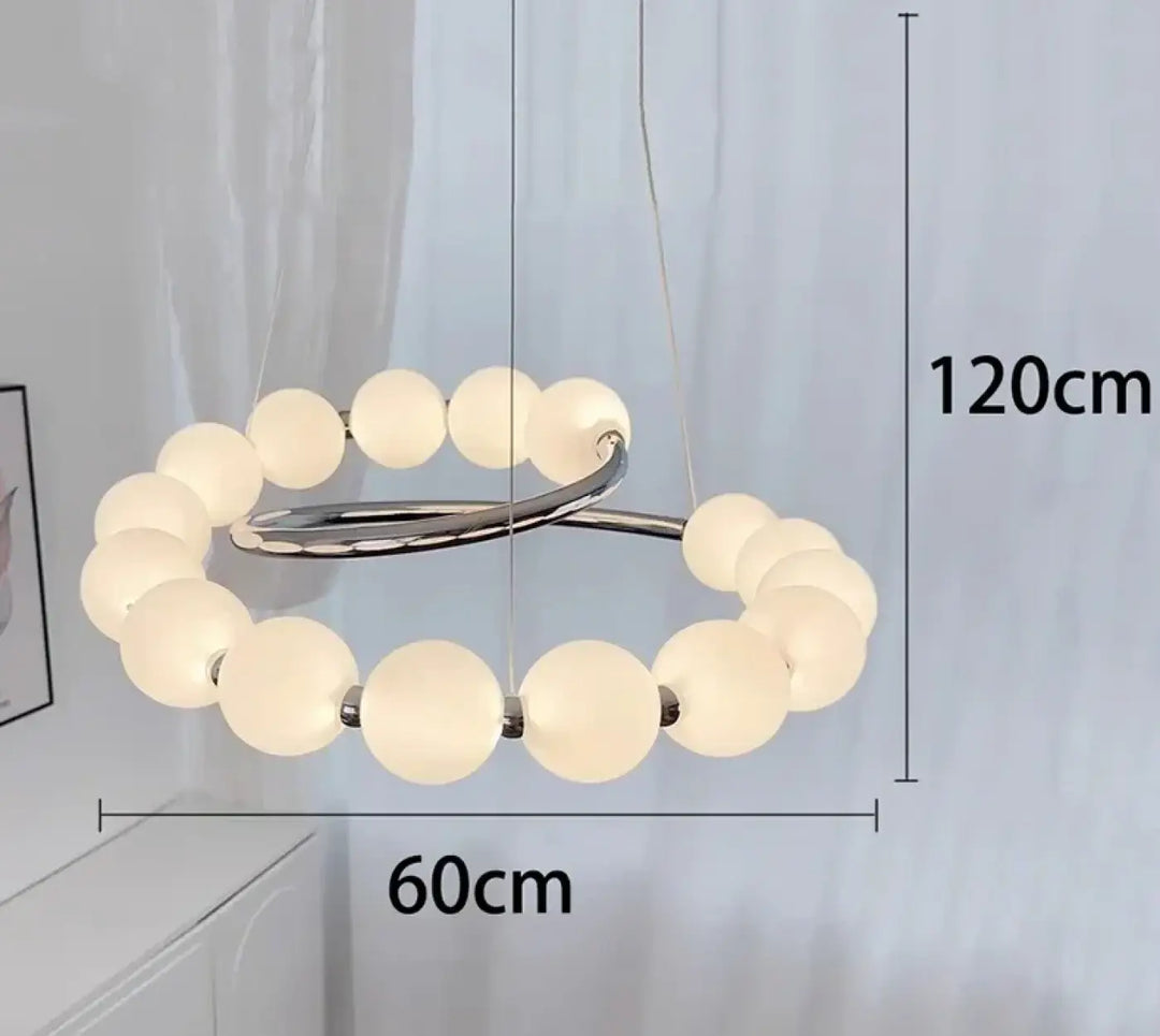 Suspension design anneau lumineux à globes blancs